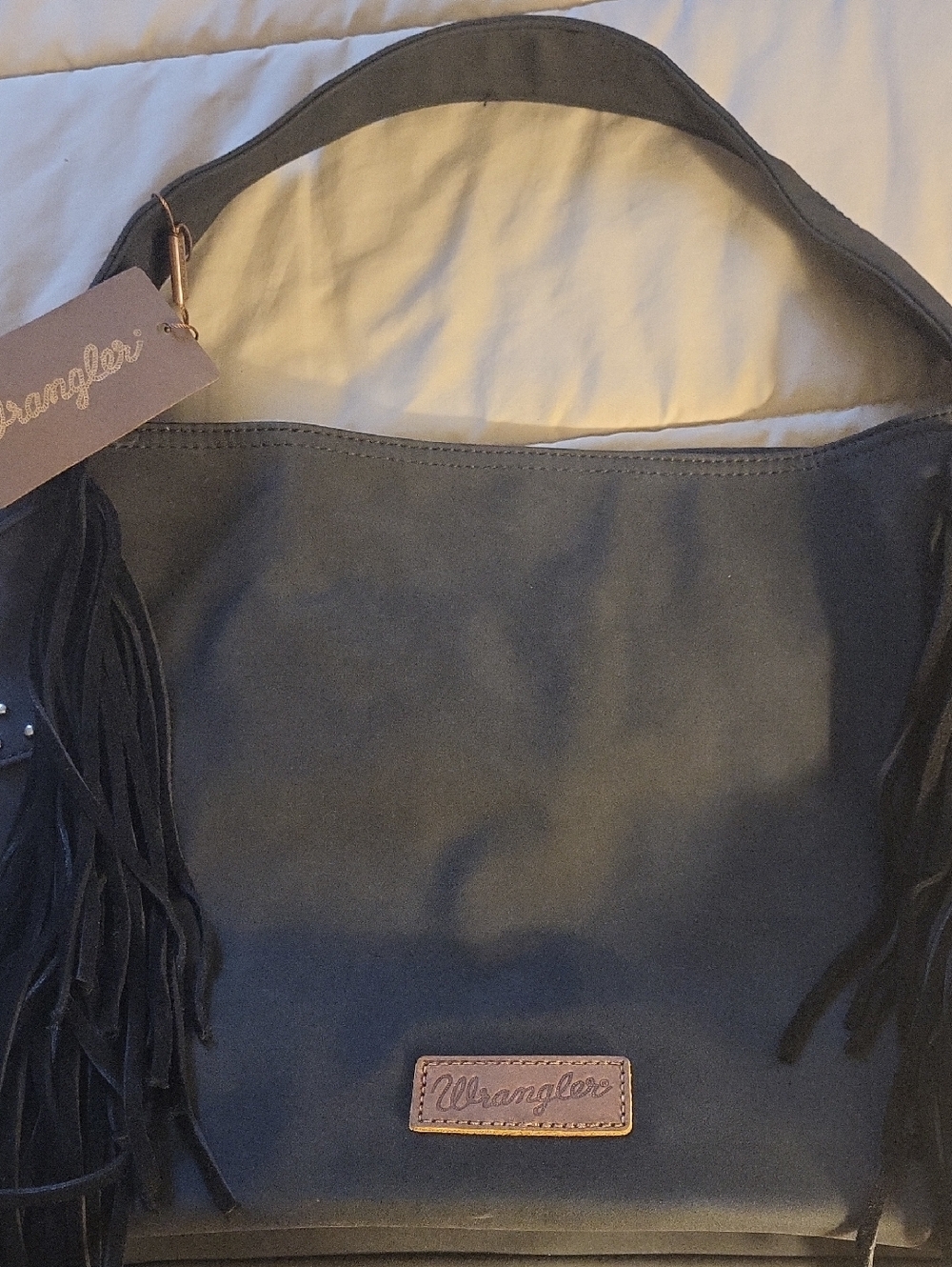 Wrangler Black Fringe Shoulder Tote